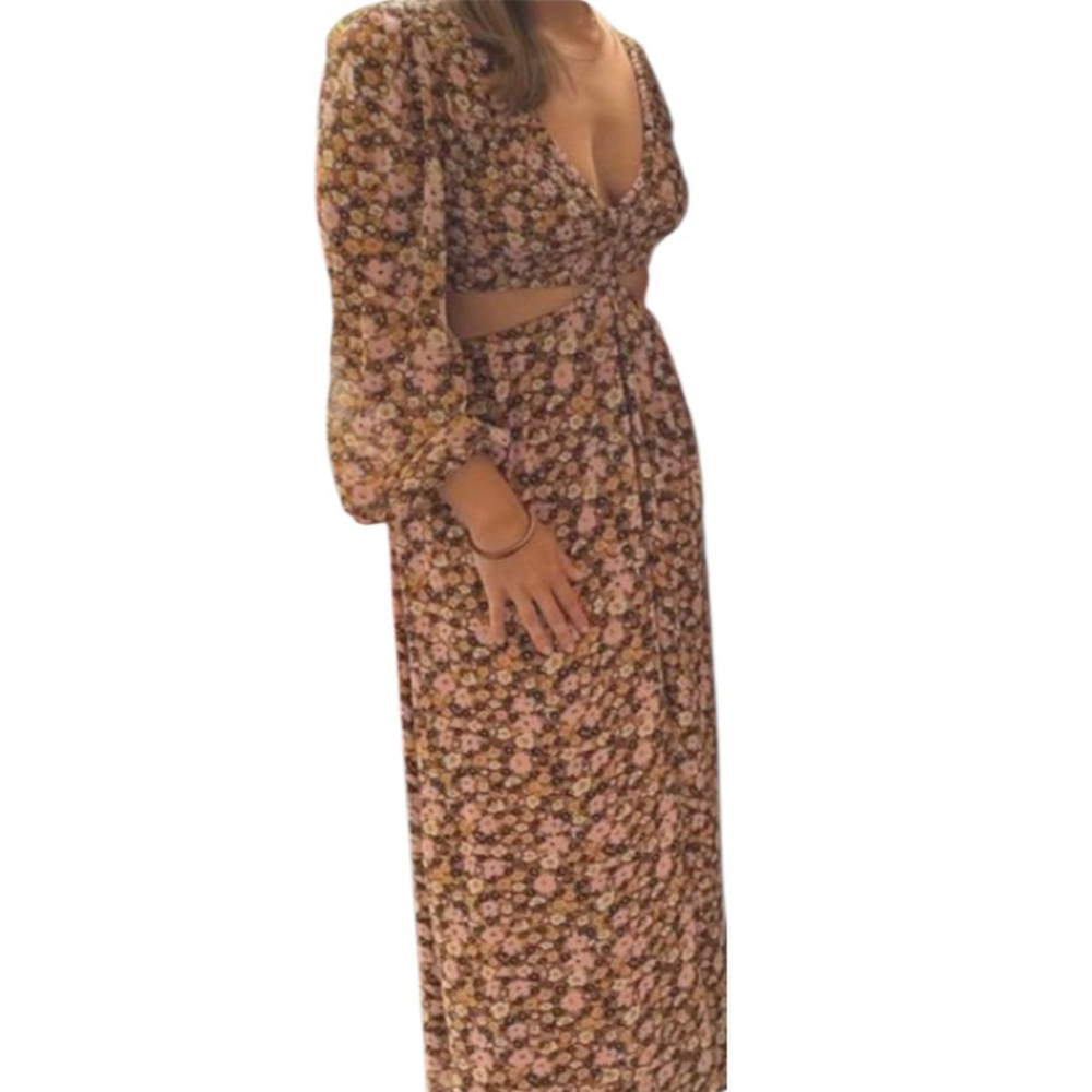 Lush Gorgeous Floral Cut Out Maxi Dress